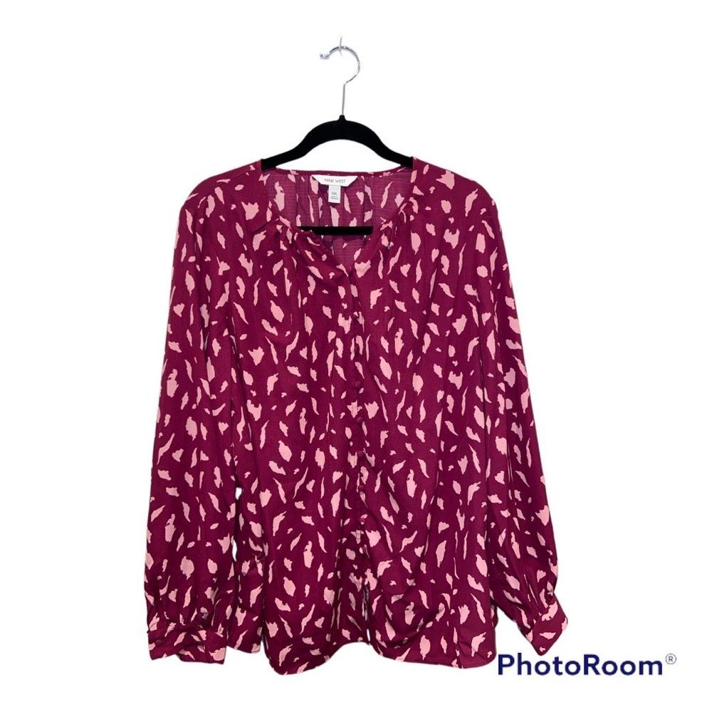 NWT Nine West Peasant Blouse - Long Sleeve - Pretty Colors - Size XXL